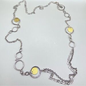 Silpada Sterling Silver Brass Disc Long Necklace N3150